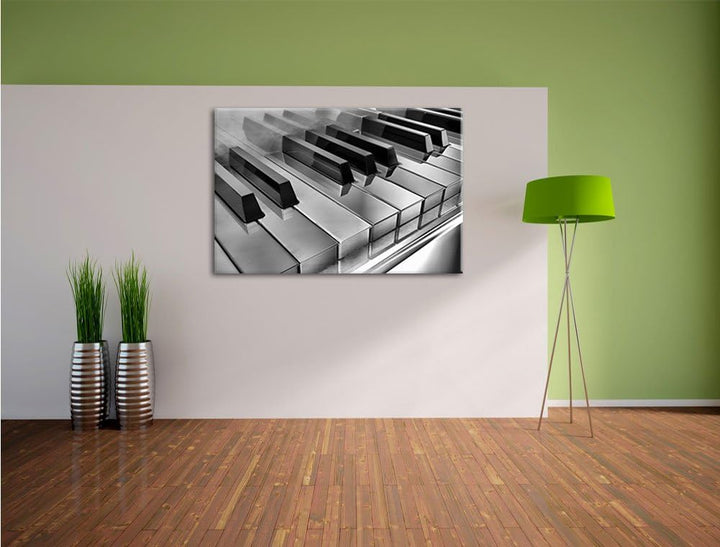 Pixxprint Piano Klaviertasten als Leinwandbild/Grösse: 100x70 cm/Wandbild/Kunstdruck/fertig bespannt