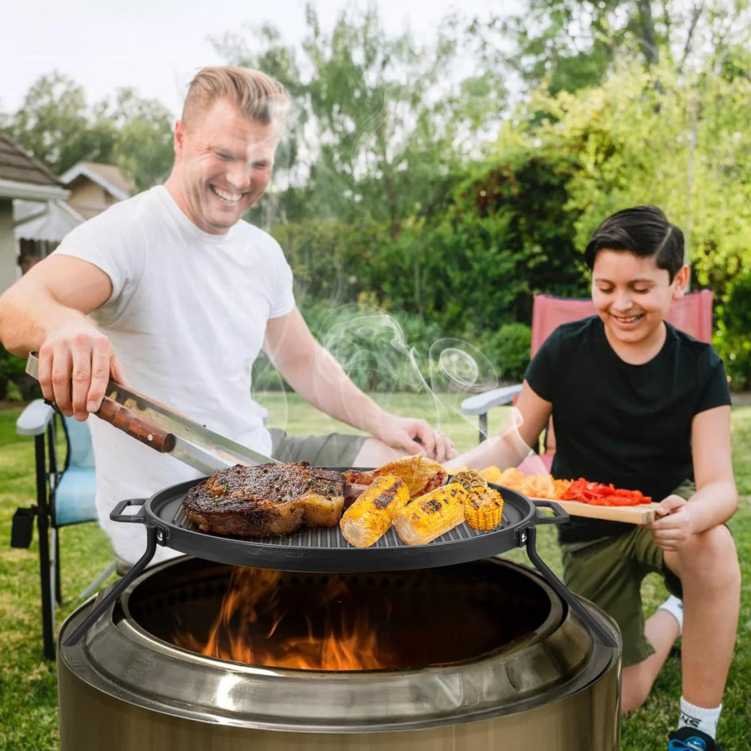 Onlyfire Gusseisen Grillrost mit Abnehmbar Standfuss, Grillplatte für Solo Stove Bonfire und Yukon F