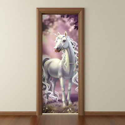 wandmotiv24 Türtapete Prinzessinnen Einhorn, Weiss, Fantasy 70 x 200cm (B x H) - Dekorfolie selbstkl