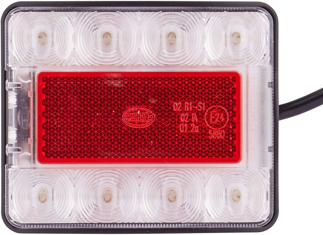 HELLA - Heckleuchte - LED - 12/24V - Anbau/geschraubt - Lichtscheibenfarbe: rot/transparent - Kabel: