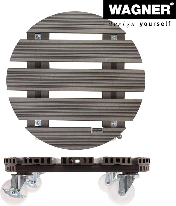 Wagner Pflanzenroller WPC Ø 38,5 x 11 cm I Blumenroller für Aussenbereich + Innenbereich I Kübelroll