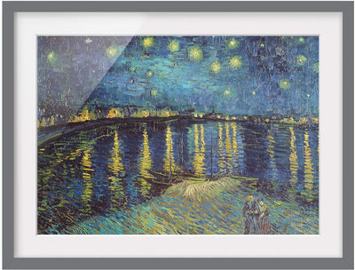 Bild mit Rahmen - V. Van Gogh - Sternennacht über der Rhône - Farbe Grau 40x55cm 40cm x 55cm Grau, 4