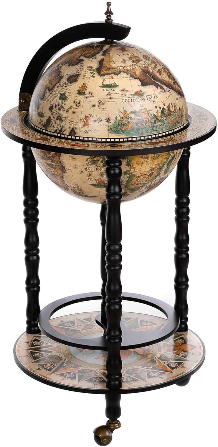 Hausbar Barwagen 33001WB Schwarzweiss 100cm Globusbar Deko Bartisch Weltkugel