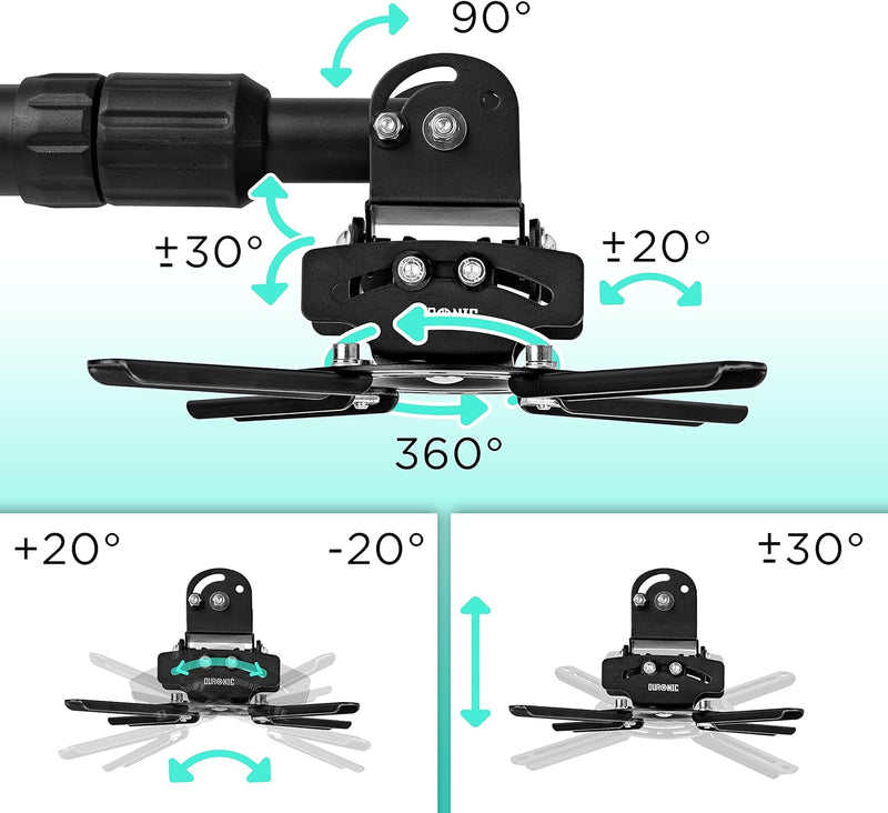 Duronic PB04XL Beamer Halterung | Projektor Deckenhalterung | Universal Wandhalterung | Halterung fü