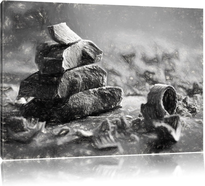 Pixxprint Dunkle Schokoladenraspeln Kohle Zeichnung Effekt, Format: 100x70 auf Leinwand, XXL riesige