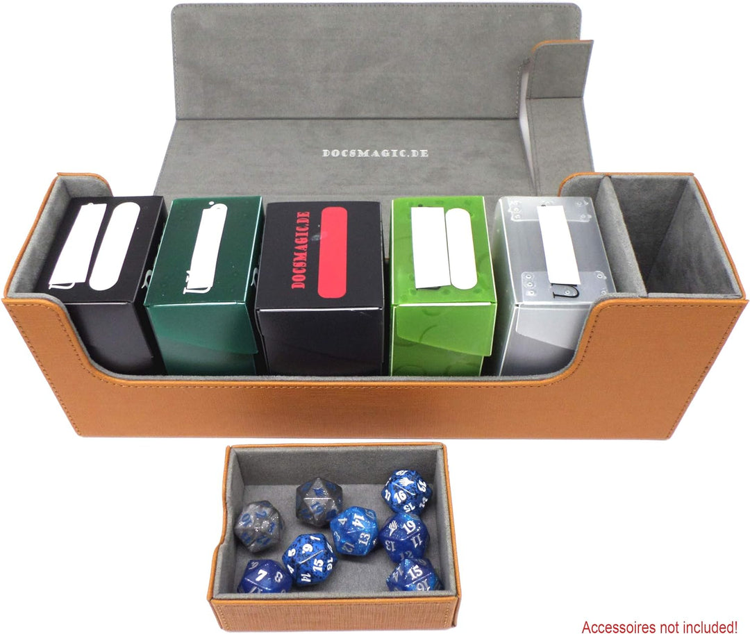 docsmagic.de Premium Magnetic Tray Long Box Gold Medium - Card Deck Storage - Kartenbox Aufbewahrung