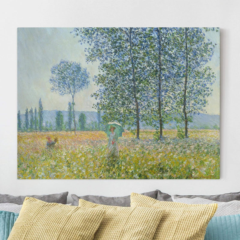 Leinwandbild - Claude Monet - Felder im Frühling Querformat 60 x 80 cm 60cm x 80cm, 60cm x 80cm