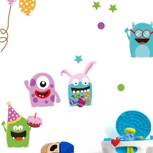 Wandkings Monster Wandsticker XL Set, 50 Aufkleber, Gesamtfläche 130 x 70 cm