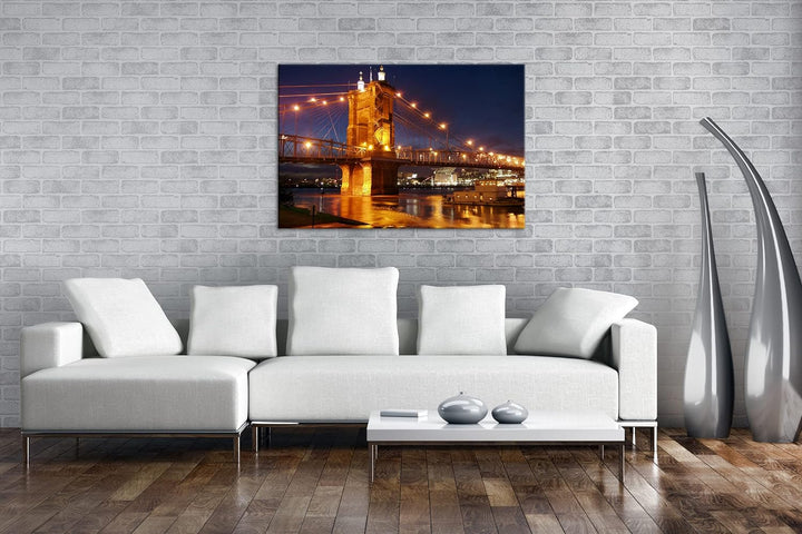 deyoli gigantische Hängebrücke in Ohio Format: 80x60 als Leinwandbild, Motiv fertig gerahmt auf Echt