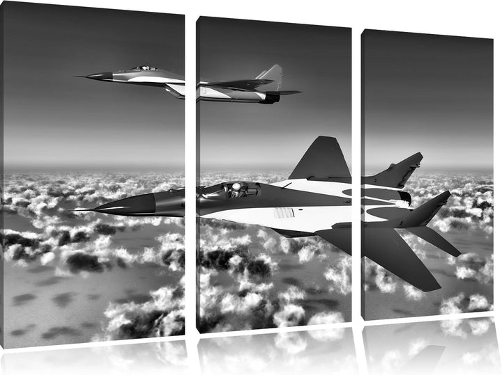 Pixxprint Kampfjets 3Teiler 120x80 cm Leinwandbild Wandbild Kunstdruck