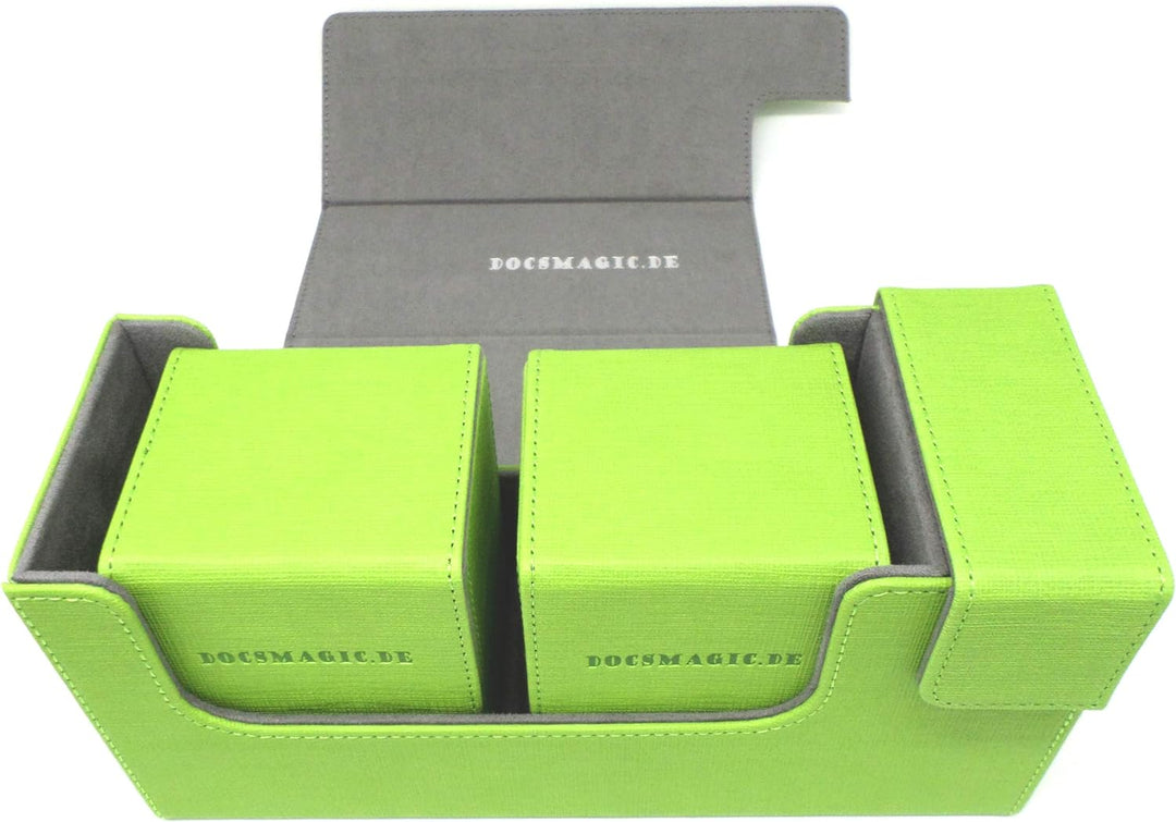 docsmagic.de Premium Magnetic Tray Long Box Light Green Small + 2 Flip Boxes - Hellgrün Small + 2 Fl
