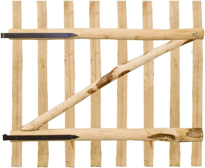 Tidyard Gartentor Zauntor Einflügelig Haselnussholz Gartentür Zauntür Pforte Holztor 100 x 90 cm für