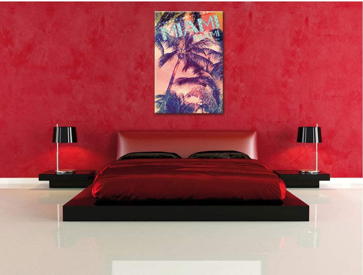 Miami Leinwandbild Bild auf Leinwand, XXL riesige Bilder fertig gerahmt mit Keilrahmen, Kunstdruck a