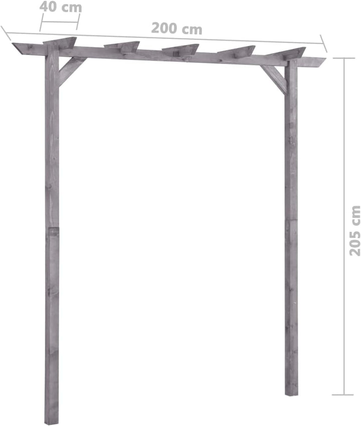 Gecheer Pergola Rosenbogen Rankhilfe Holzbogen Spalier Imprägniertes Kiefernholz Grau 200x40x205 cm