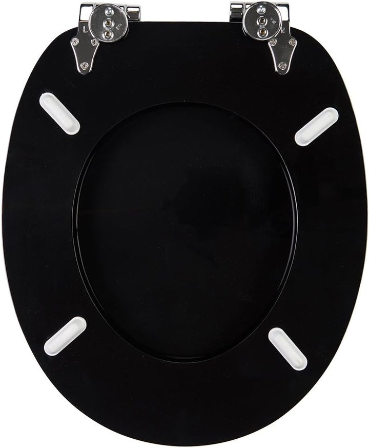 WC Sitz mit Absenkautomatik, hochwertige Oberfläche, einfache Montage, stabile Scharniere, Schwarz