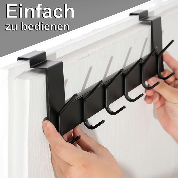 WEBI Türgarderobe mit 6 Haken,Türhaken zum Einhängen,Türaufhänger,Kleiderhaken Tür,Haken Tür,Türhake