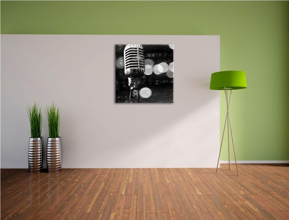 Pixxprint Mikrofon als Leinwandbild Quadratisch/Grösse: 70x70 / Wandbild/Kunstdruck/fertig bespannt,