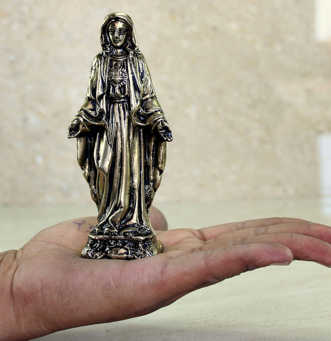 eSplanade Jesus Christus und Mutter Maria Idol Statue Skulptur aus Messing, 14,6 cm