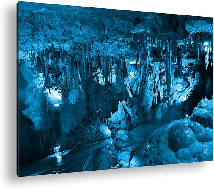 deyoli beeindruckende Grotte mit Gesteinsformationen Format 80x60 Effekt: Monocrome Blau als Leinwan