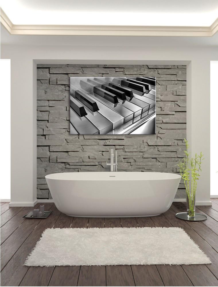 Pixxprint Piano Klaviertasten als Leinwandbild/Grösse: 100x70 cm/Wandbild/Kunstdruck/fertig bespannt