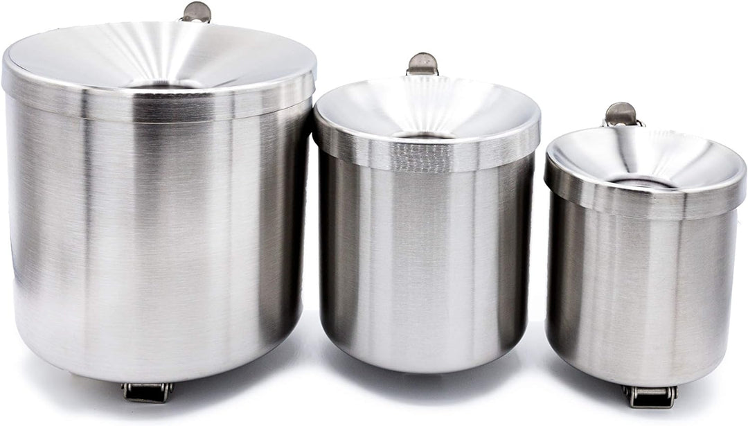 Kipp-Wandaschenbecher aus Edelstahl, 1 L, 110 x 120 mm, Sicherheitsaschenbecher für Gastronomie und