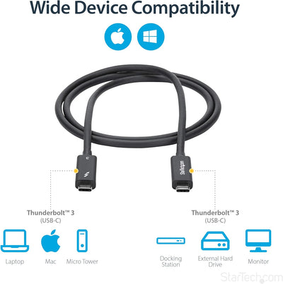 StarTech.com 1m Thunderbolt 3 Kabel - USB-Typ-C-Ladekabel - 40 Gbit/s Thunderbolt 3 Kabel - USB-C au