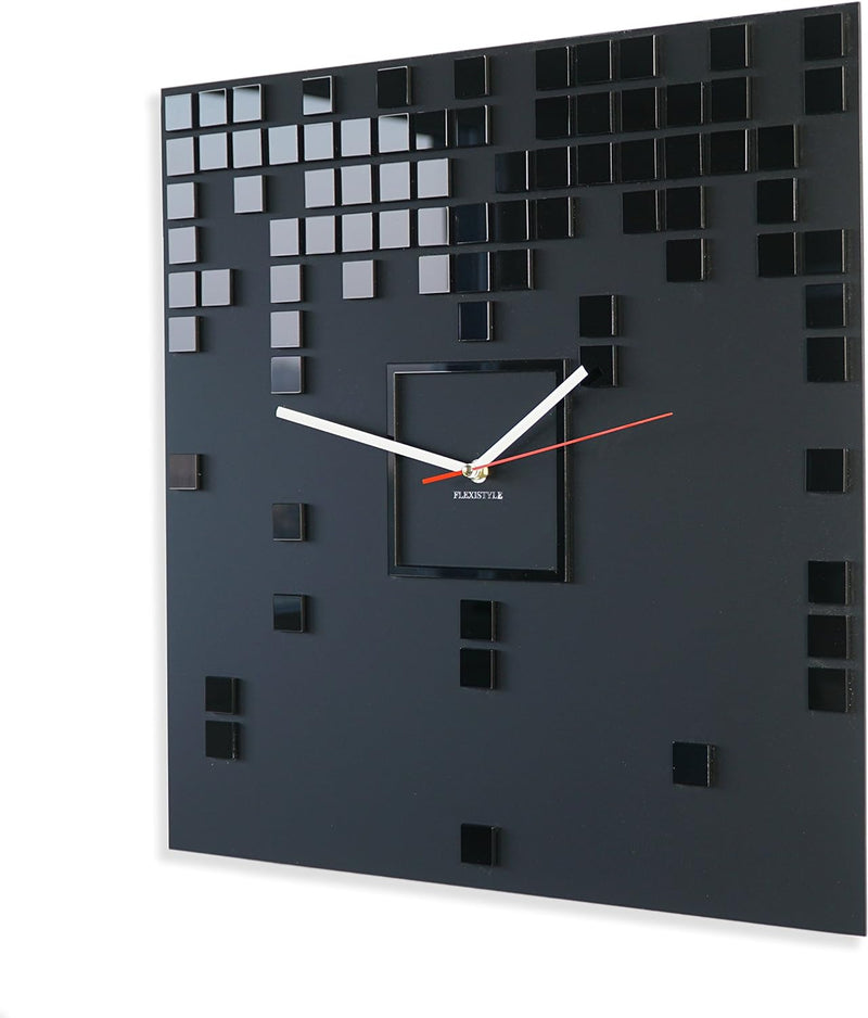 FLEXISTYLE Moderne Wanduhr Harmony, rechteckig 50 cm XXL, schwarz, Wohnzimmer, Schlafzimmer