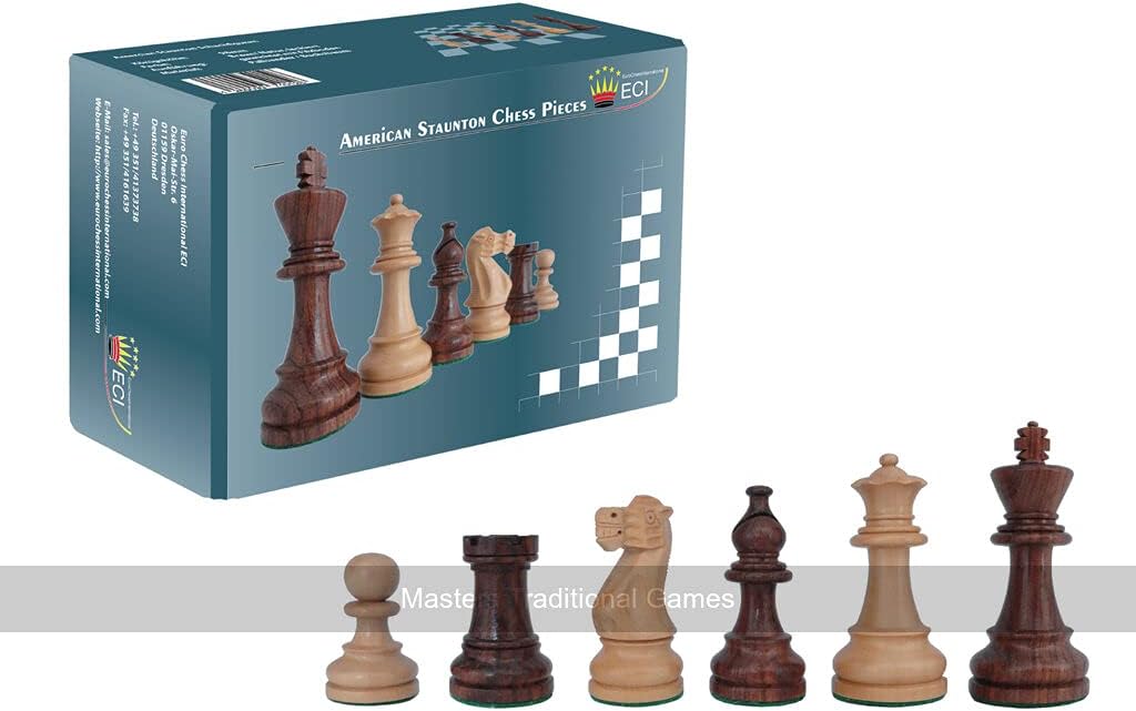 SchachQueen - Bundesliga Turnier Schachfiguren Staunton American braun/weiss Holz Königshöhe 98 mm