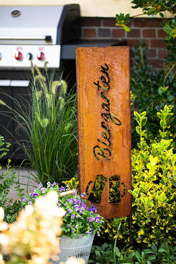 Bornhöft Schild Spruchtafel Gartenschild Edelrost rostige Gartendeko 115cm Edelrost (Biergarten), Bi