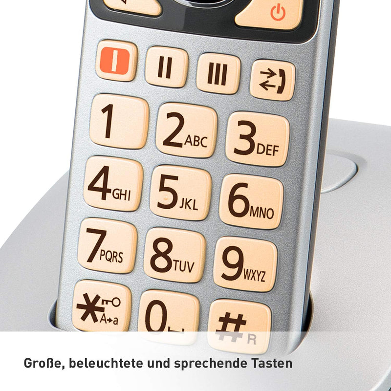 Panasonic KX-TGE522GS DECT Seniorentelefon mit Notruf, Silber-schwarz & KX-TGE510GS DECT Seniorentel