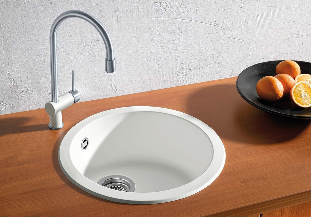 BLANCO RONDO | SILGRANIT weiss | Einbauart: Einbau von Oben | ohne Ablauffernbedienung | 45er Unters