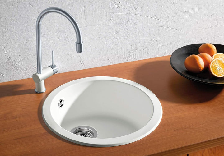 BLANCO RONDO | SILGRANIT weiss | Einbauart: Einbau von Oben | ohne Ablauffernbedienung | 45er Unters