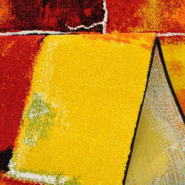 Teppich-Traum Moderner Designer Kurzflor Gästezimmerteppich • Bunte Vierecke in blau gelb, Grösse 20