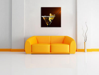 Pixxprint Cocktail Zuckerrand als Leinwandbild/Grösse: 70x70 cm/Wandbild/Kunstdruck/fertig bespannt,