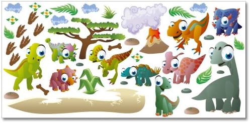 Wandkings Dinosaurier Wandsticker XL Set, 44 Aufkleber, Gesamtfläche 130 x 70 cm