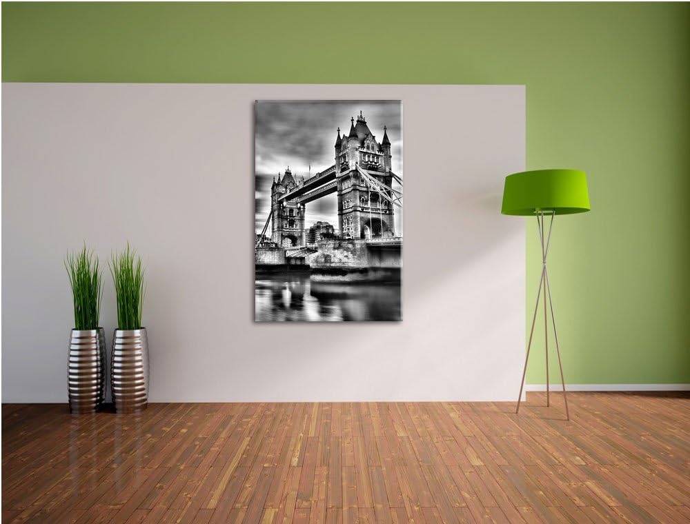 Monocrome, London, Format: 100x70 auf Leinwand, XXL riesige Bilder fertig gerahmt mit Keilrahmen, Ku