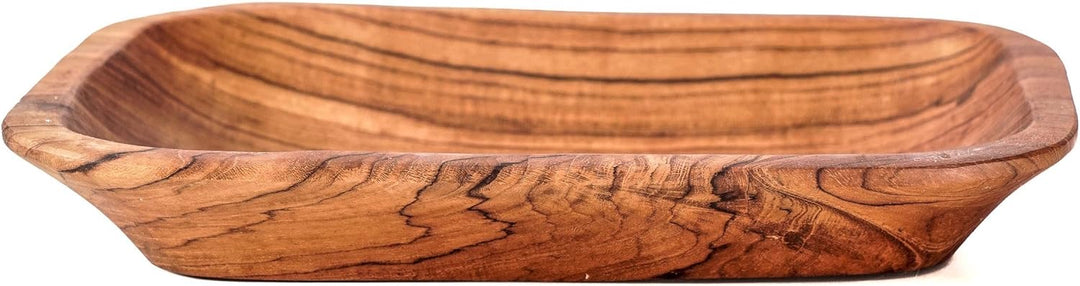 Windalf Viereckige Holzschale FILI 20 cm Obstschale Dekotablett Vorspeisenteller Brotschale Handarbe