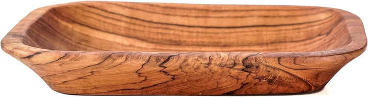 Windalf Viereckige Holzschale FILI 20 cm Obstschale Dekotablett Vorspeisenteller Brotschale Handarbe