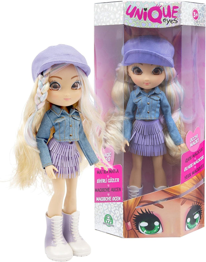Giochi Preziosi Unique Eyes, Puppe 25 cm – Rebecca mit Blick auf die Augen, mit Kleidung, Spielzeug