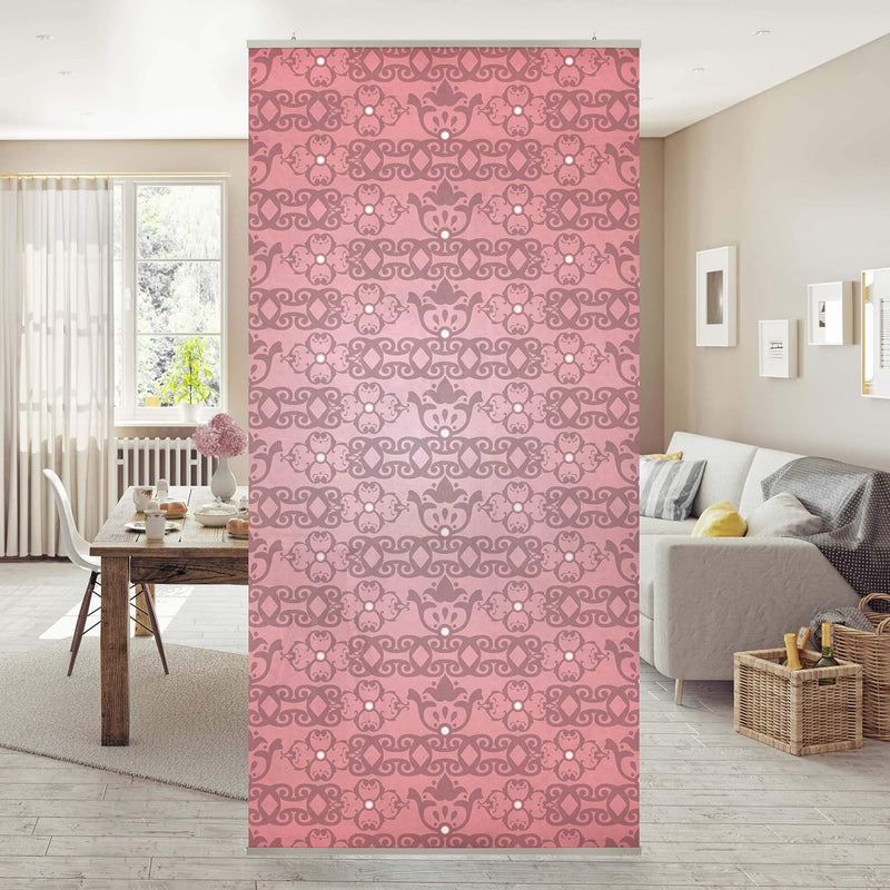 Bilderwelten Raumteiler No.TA98 Antikes Muster Pink 250x120cm inkl. transparenter Halterung, inkl. t