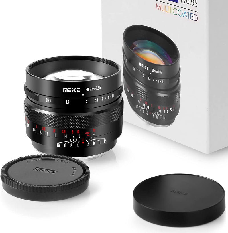 Meike 50mm f0,95 grosse Blende manueller Fokus-Objektiv, kompatibel mit Panasonic Lumix M43 MFT Moun