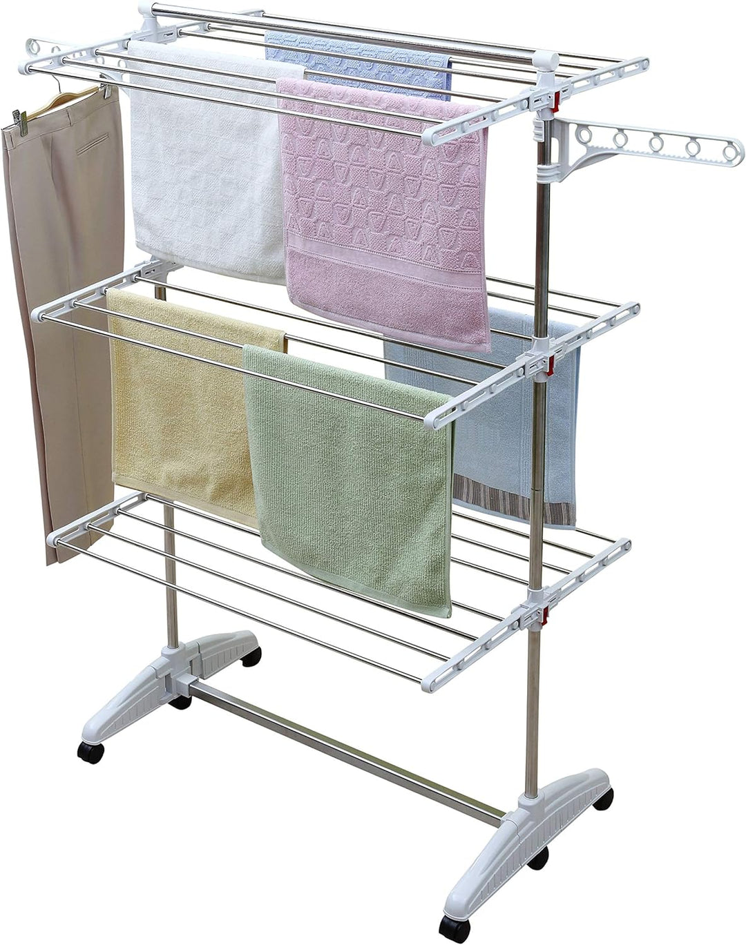 One Click Luxus Wäscheständer platzsparend - Standtrockner hoch - Wäscheturm auf 3 Ebenen E3 mit 3 E