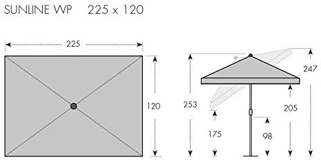 Doppler Absolut wasserdichter Gartenschirm Waterproof 225x120 ohne Volant, UV-Schutz 80, Farbe dunke