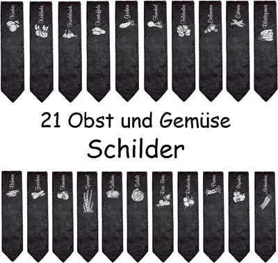 Schiefer Pflanzenschilder Pflanzstecker 21 Stück Obst und Gemüse - Beschriftungsschilder Garten Beet