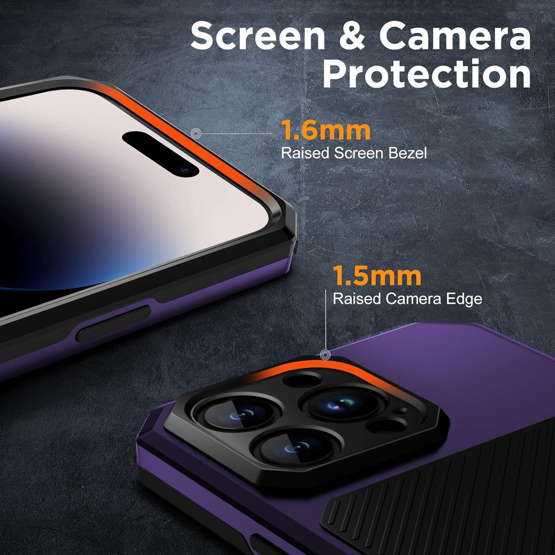 WIFORT Magnetisch Metall Hülle für iPhone 14 Pro Kompatibel mit MagSafe, mit 2 Stück Schutzglas, Mil