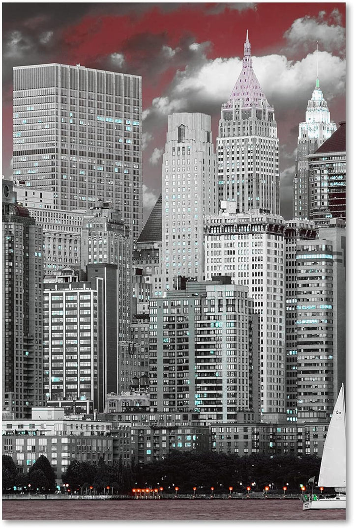 Feeby Vlies Leinwandbild Wall Street New York Trump Building 60x90 cm Druckbild Wandbild Wanddekorat