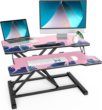 Fenge Stehpult mit Mauspads Höhenverstellbarer Schreibtischaufsatz mit Tastaturablage Steh-Sitz Schr