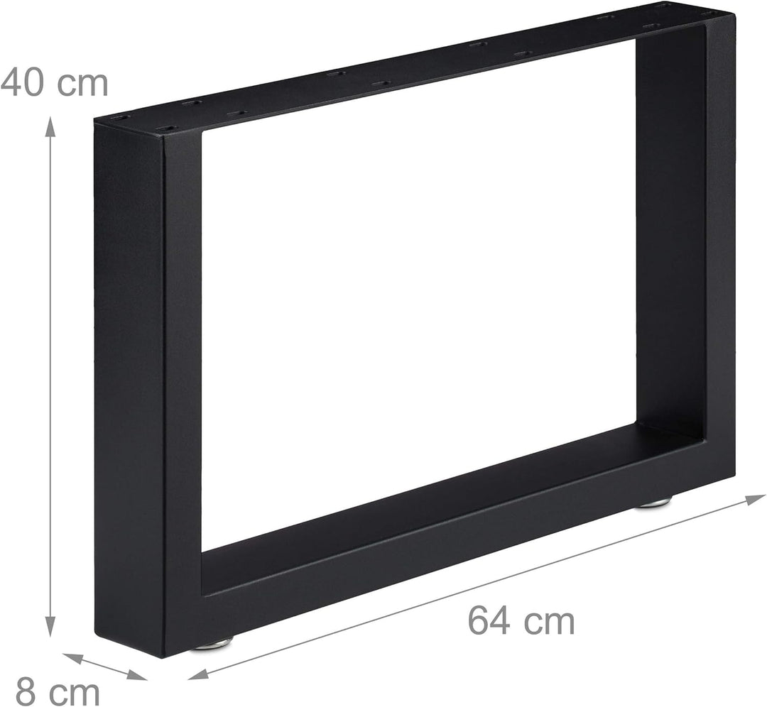 Relaxdays Tischkufen 2er Set, BxH: 64x40 cm, Metall Tischbeine Schreibtisch, Esstisch, Couchtisch, I