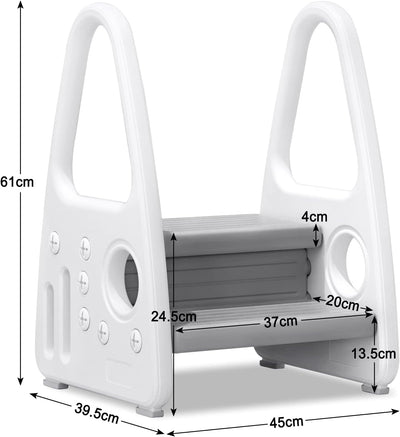YUENFONG Lernturm Tritthocker Kinder Trittleiter 2 Stufen Klappbar Hocker Fussbank Trittschemel aus