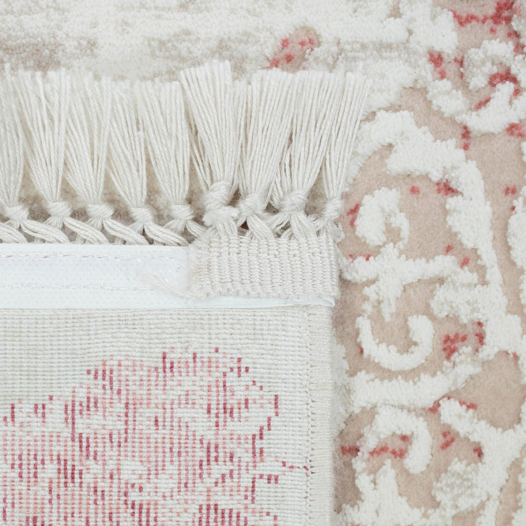 Teppich-Traum Wollteppich mit Verzierungen & Ornamenten | mit Fransen | abstrakt in rot Grösse 200 x
